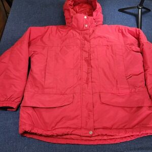 LL Bean Red PrimaLoft Insulated Hooded Parka Jacket Womens 1X Ski Winter Outdoor
